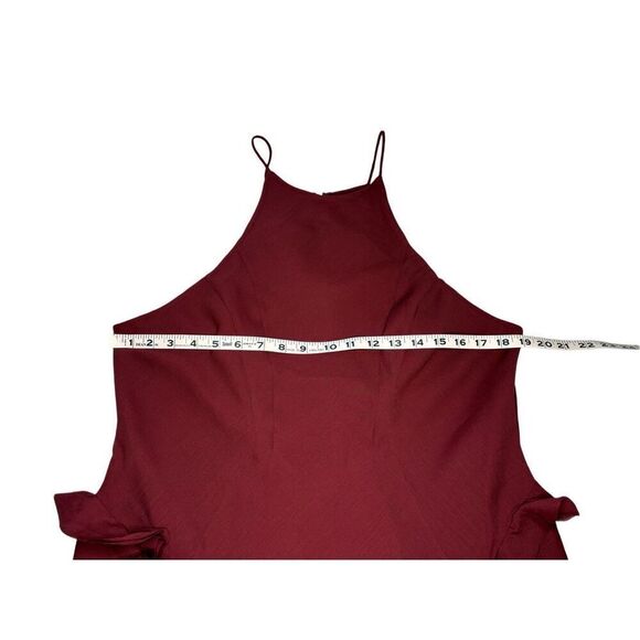 ASOS Design high neck ruffled maxi dress in berry - 14 - Picture 7 of 12